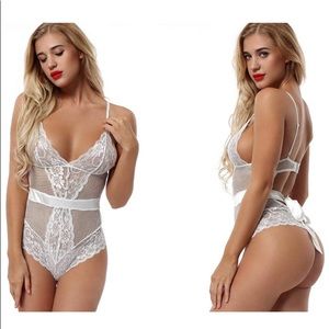 NWT Lingerie Sexy Fishnet Teddy Lace Cups Bodysuit